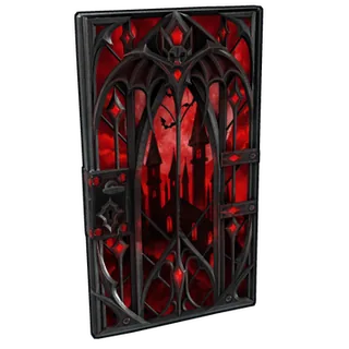 Скин металлической двери Blood Moon Sheet Metal Door с красным витражом
