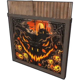 Скин двойной металлической двери Wickwarden Metal Double Door с тыквами и замком